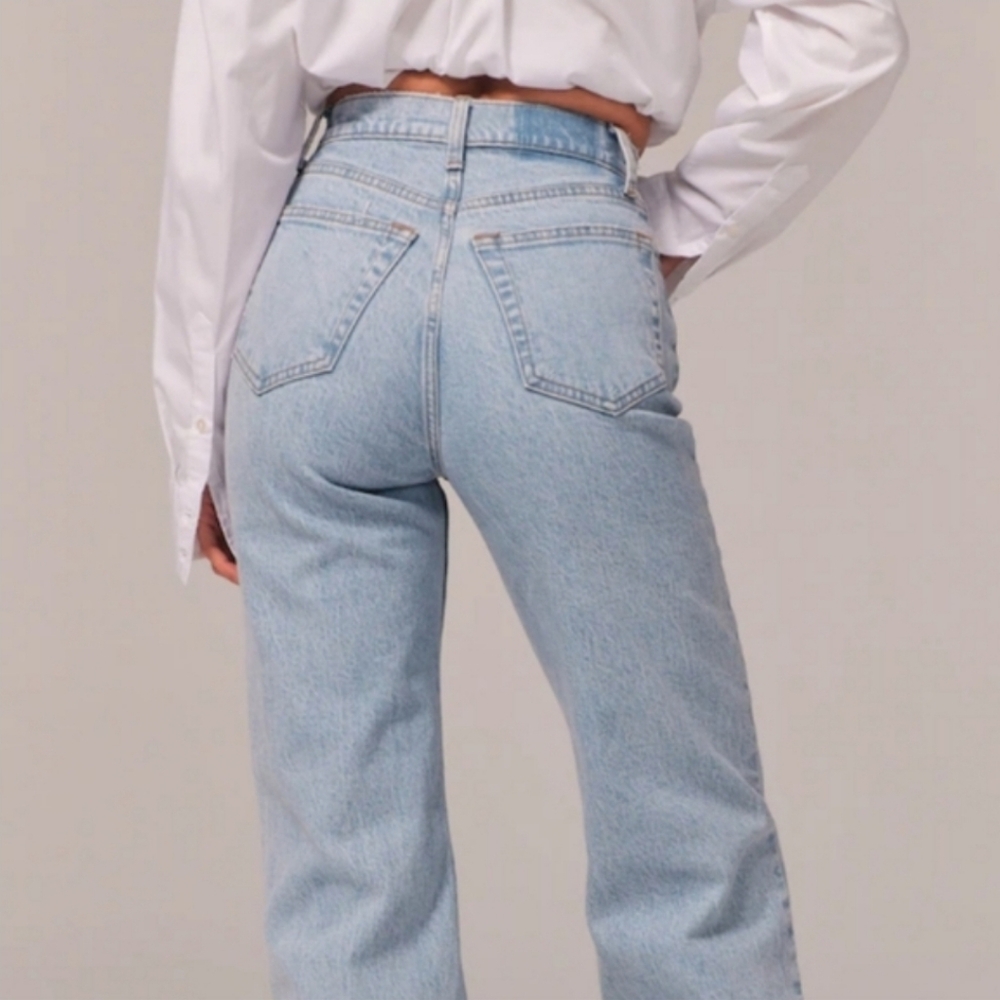❤️ ABERCROMBIE & FITCH 90'S HIGH RISE RELAXED WIDE LEG JEANS, 00S (24 SHORT) - Picture 4 of 14
